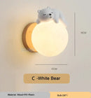 GobekUsa Blue Pink Bear Wall Lamp for Kids Bedroom, 3D Moon Lighting, G9 Bulb