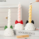 GobekUsa Bowknot Tree Candle Holder Xmas Ornaments Ceramic Table Decoration