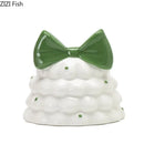 GobekUsa Bowknot Tree Candle Holder Xmas Ornaments Ceramic Table Decoration