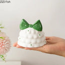 GobekUsa Bowknot Tree Candle Holder Xmas Ornaments Ceramic Table Decoration