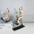 Whimsical cream circus clown joker figurine set living room decor by Decorbites