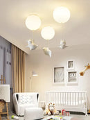 GobekUsa Flying Pig Resin LED Ceiling Light Kids Bedroom Lamp Deco Fixtures