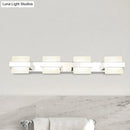 GobekUsa White Acrylic LED Vanity Wall Light: Simple Square Fixture, 3/4 Lights, Bathroom Mirror Lamp