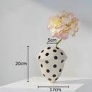 GobekUsa Black Polka Dot Ceramic Vase for Table Flower Arrangement and Room Decor