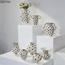 GobekUsa Black Polka Dot Ceramic Vase for Table Flower Arrangement and Room Decor