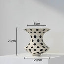 GobekUsa Black Polka Dot Ceramic Vase for Table Flower Arrangement and Room Decor