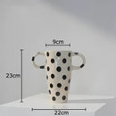 GobekUsa Black Polka Dot Ceramic Vase for Table Flower Arrangement and Room Decor