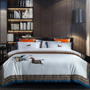 GobekUsa Galloping Horse Luxury Bedding Set 1400TC Egyptian Cotton Duvet Cover Sheet Pillowcases