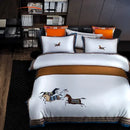 GobekUsa Galloping Horse Luxury Bedding Set 1400TC Egyptian Cotton Duvet Cover Sheet Pillowcases