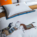 GobekUsa Galloping Horse Luxury Bedding Set 1400TC Egyptian Cotton Duvet Cover Sheet Pillowcases