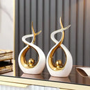 GobekUsa Ceramic Abstract Figurine Set for Elegant Home and Office Decor