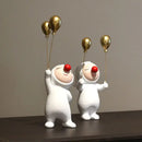 GobekUsa Clown Bust Sculpture: Golden Candy/Key Tray Kids Balloons Figurine Decor