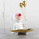 GobekUsa Clown Bust Sculpture: Golden Candy/Key Tray Kids Balloons Figurine Decor