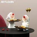 GobekUsa Clown Bust Sculpture: Golden Candy/Key Tray Kids Balloons Figurine Decor