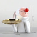 GobekUsa Clown Bust Sculpture: Golden Candy/Key Tray Kids Balloons Figurine Decor