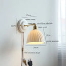 GobekUsa Ceramic LED Wall Light with Copper Arm Socket for Bedroom Living Room