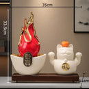 GobekUsa Gilded Pitaya Cat Ceramic Feng Shui Ornament Landscaping Decoration