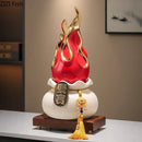 GobekUsa Gilded Pitaya Cat Ceramic Feng Shui Ornament Landscaping Decoration