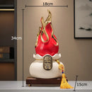 GobekUsa Gilded Pitaya Cat Ceramic Feng Shui Ornament Landscaping Decoration