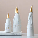 GobekUsa Ceramic Santa Claus Figurines Set for Christmas Home Decor