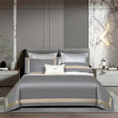 GobekUsa 1000TC Egyptian Cotton Luxury Bedding Set with Gold Embroidery - Solid Color