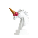 White and gold ice cream horse head sculpture office decor by Decorbites