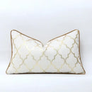 White and gold jacquard luxury cushion cover for living room by Decorbites