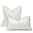 White and gold jacquard luxury cushion cover for living room by Decorbites