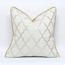 White and gold jacquard luxury cushion cover for living room by Decorbites