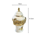 GobekUsa Golden Leaves Ceramic Flower Vase with Hand-embossed Flowers for Flower Arrangement