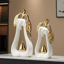 GobekUsa Gold Pear Ceramic Sculpture Desk Ornament Aesthetics Decor
