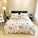 GobekUsa Cartoon Printed Faux Rabbit Plush Thick Blanket for Office Nap and Sofa Warmth