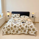 GobekUsa Cartoon Printed Faux Rabbit Plush Thick Blanket for Office Nap and Sofa Warmth