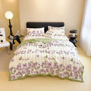 GobekUsa Cartoon Printed Faux Rabbit Plush Thick Blanket for Office Nap and Sofa Warmth