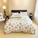 GobekUsa Cartoon Printed Faux Rabbit Plush Thick Blanket for Office Nap and Sofa Warmth