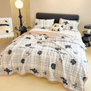 GobekUsa Cartoon Printed Faux Rabbit Plush Thick Blanket for Office Nap and Sofa Warmth