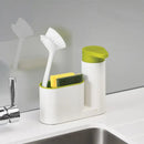 White and lime green soap dispenser kitchen sink organizer by Decorbites