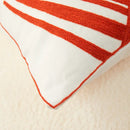 White and olive green embroidered leaf pillow cover living room by Decorbites