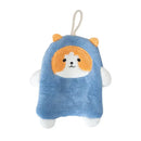 White and orange coral plush cat hand towel bathroom decor by Decorbites