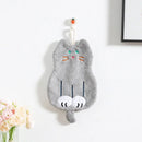 White and orange coral plush cat hand towel bathroom decor by Decorbites