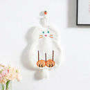 White and orange coral plush cat hand towel bathroom decor by Decorbites
