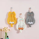 White and orange coral plush cat hand towel bathroom decor by Decorbites