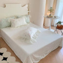 GobekUsa 4Pcs Flowers Embroidery Princess Queen Bedding Set with Lace Ruffles
