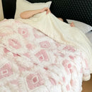 GobekUsa Geometric Jacquard Taff Velvet Blanket Lamb Wool Warm Nap Bed Sheets