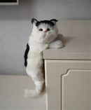 White and tan hanging cat plush doll living room decor by Decorbites
