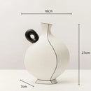 GobekUsa Geometric Black Lines Resin Vase - Handcrafted Floral Home Decor