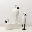 GobekUsa Geometric Black Lines Resin Vase - Handcrafted Floral Home Decor