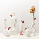 GobekUsa Geometric Black Lines Resin Vase - Handcrafted Floral Home Decor