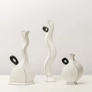 GobekUsa Geometric Black Lines Resin Vase - Handcrafted Floral Home Decor