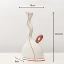 GobekUsa Geometric Black Lines Resin Vase - Handcrafted Floral Home Decor